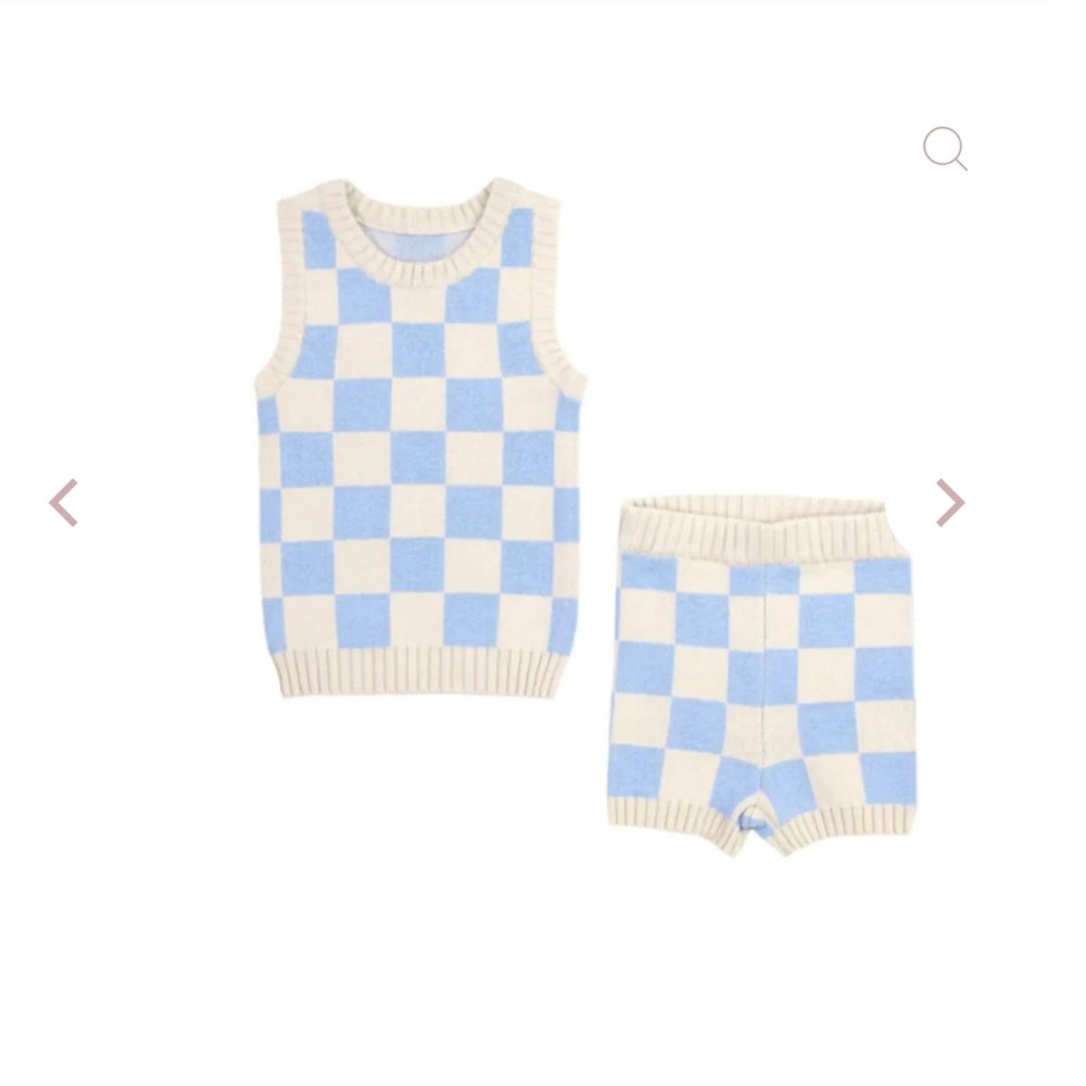 KIPP blue check shorts + vest Set guc